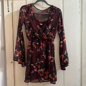 Abercrombie floral bell sleeve mini dress size small